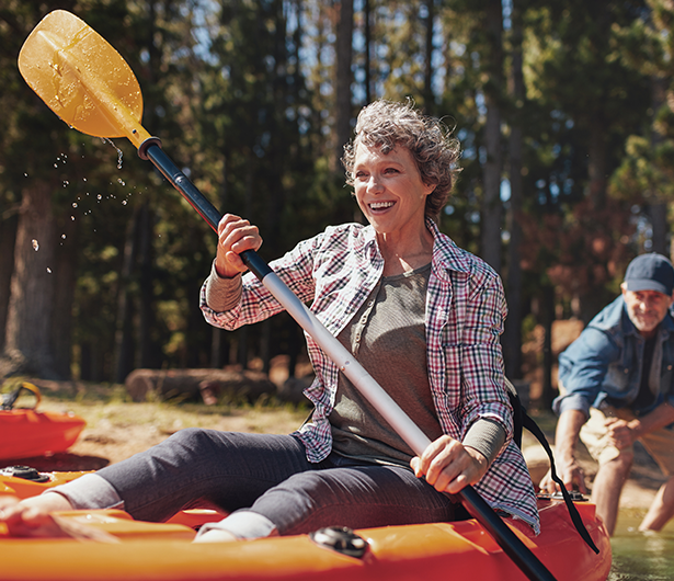 senior woman kayaking